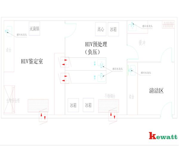 HIV艾滋实验室平面布局图与整体结构图